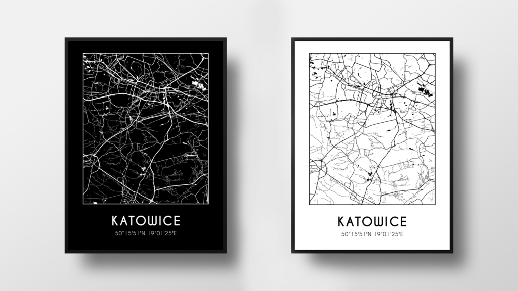 darmowe plakaty z mapami miast czarno białe minimalistyczne