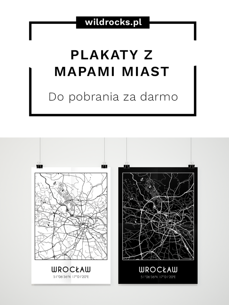 Darmowy czarno biały plakat z mapami miast Polski